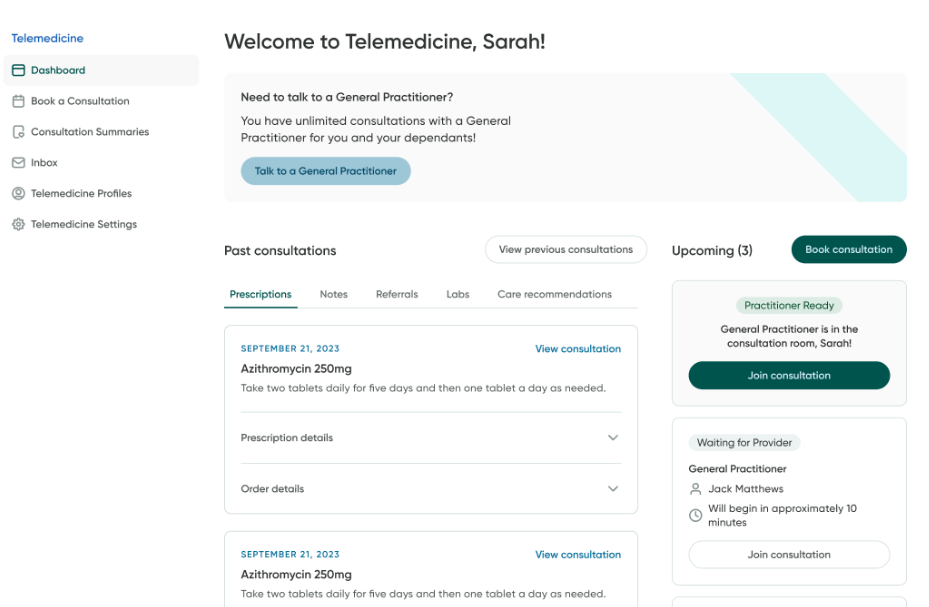 The Telemedicine dashboard