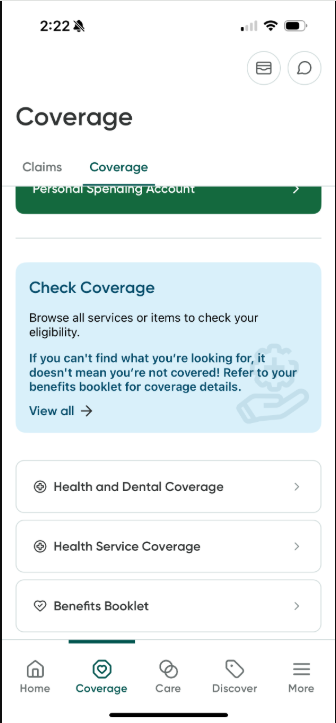 The View coverage screen