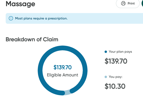 An example of a breakdown of claim page.