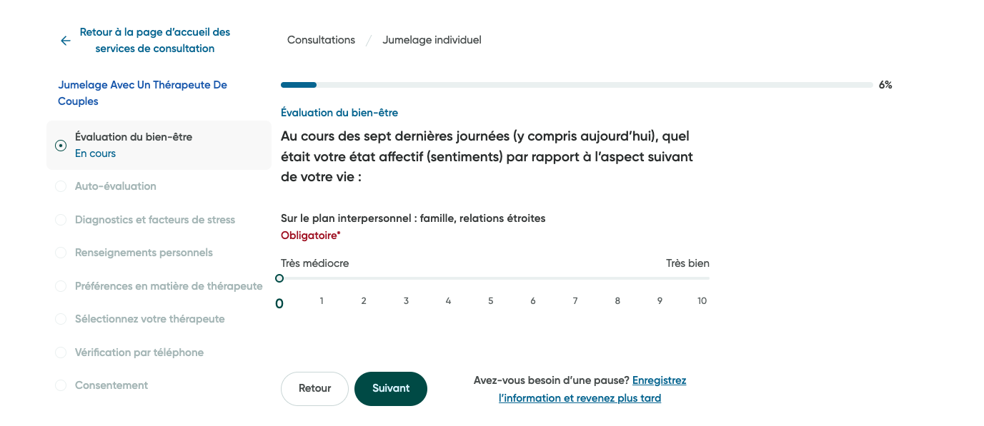 La première étape du processus de jumelage.
